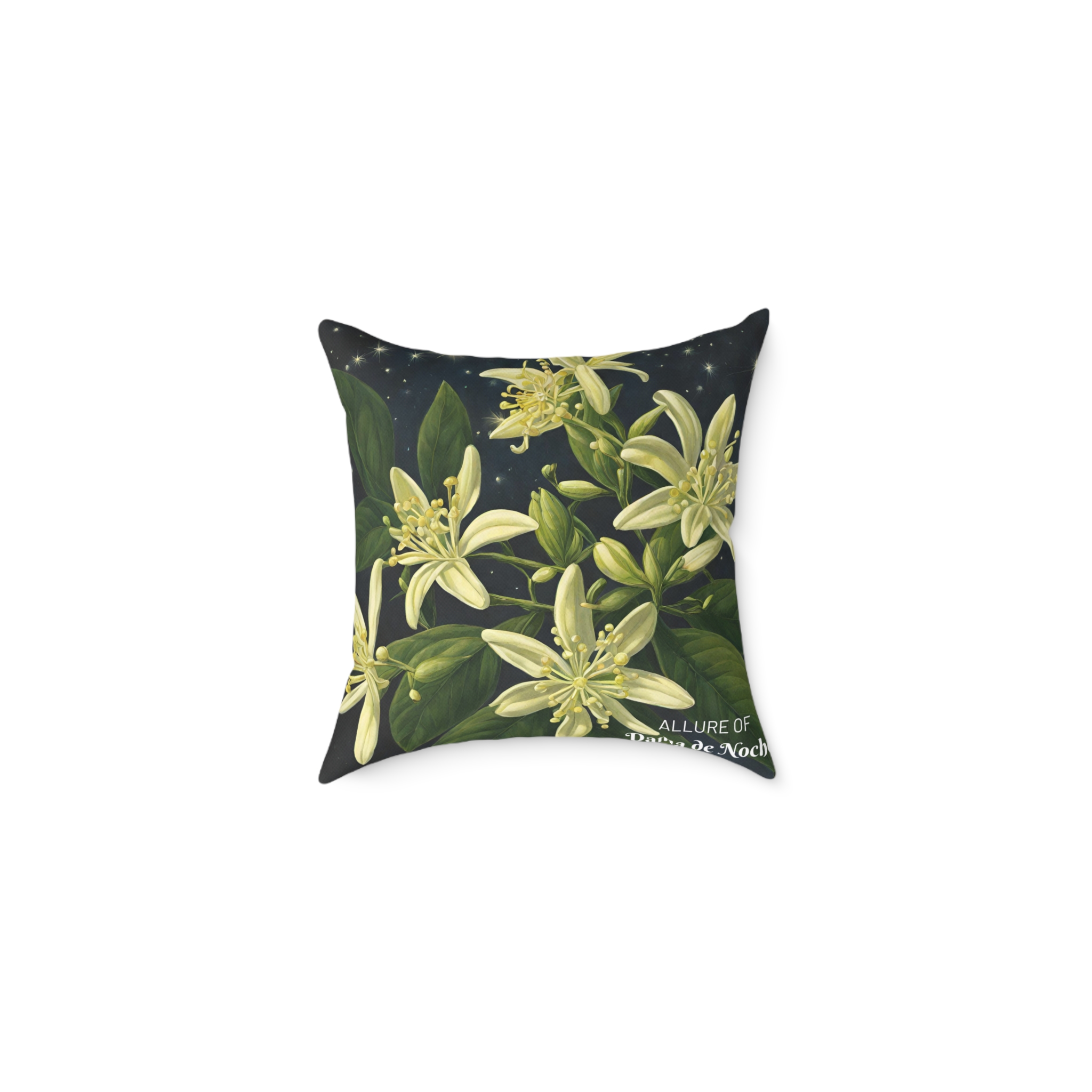 Dama de Noche : Night's Fragrant Dance Spun Polyester Pillow - Image 2