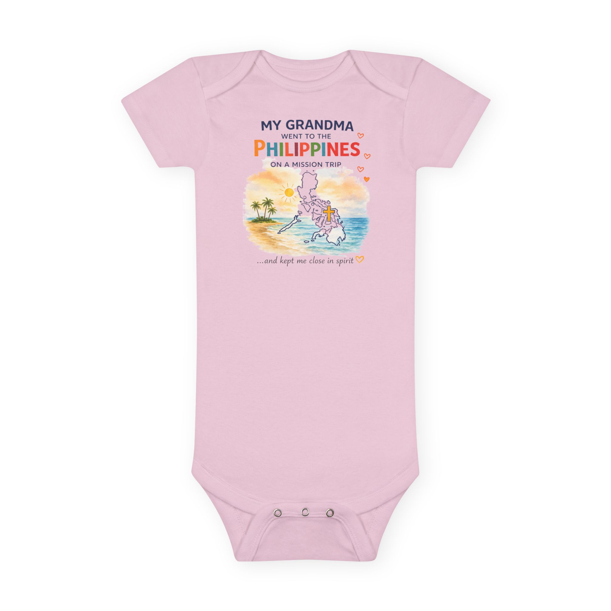 My Grandma is from the Philippines baby onesie | Filipino pride outline map, heart - Image 9