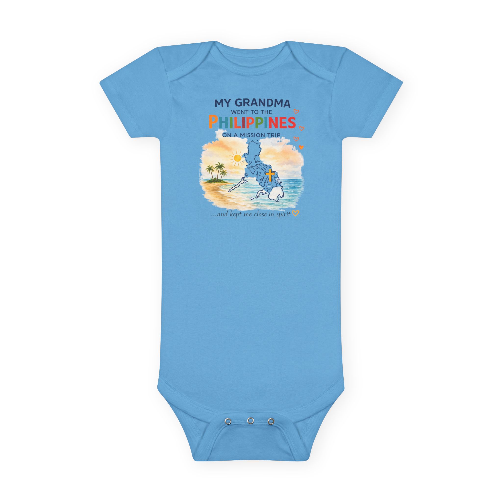My Grandma is from the Philippines baby onesie | Filipino pride outline map, heart - Image 5