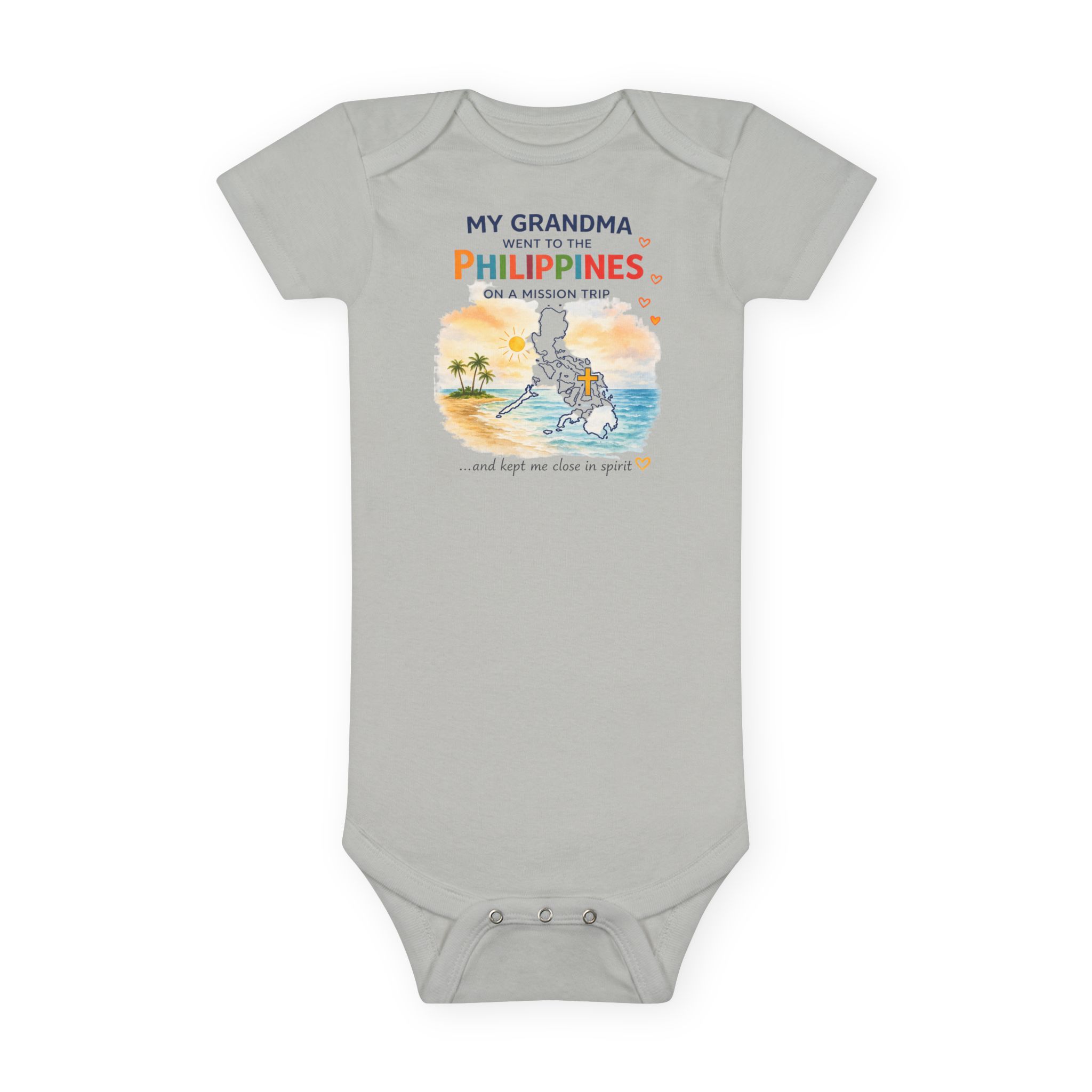 My Grandma is from the Philippines baby onesie | Filipino pride outline map, heart