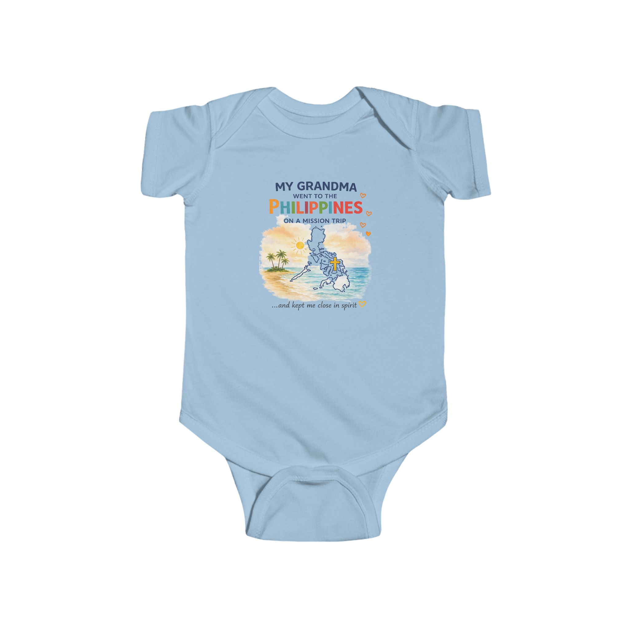 Custom Mission Trip My Grandma Went to the Philippines Infant Bodysuit | Filipino Pride Map Heart - Image 4