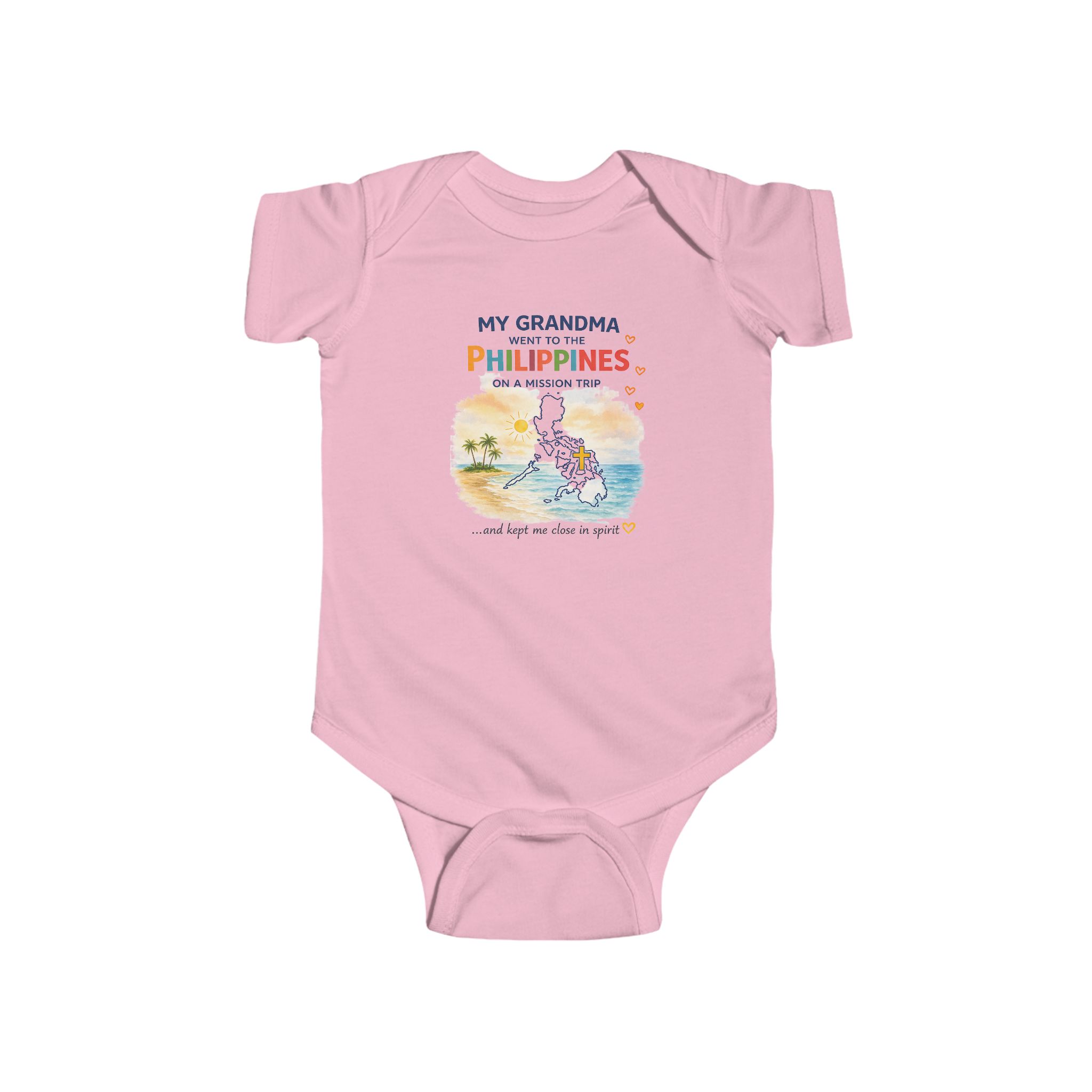 Custom Mission Trip My Grandma Went to the Philippines Infant Bodysuit | Filipino Pride Map Heart - Image 5