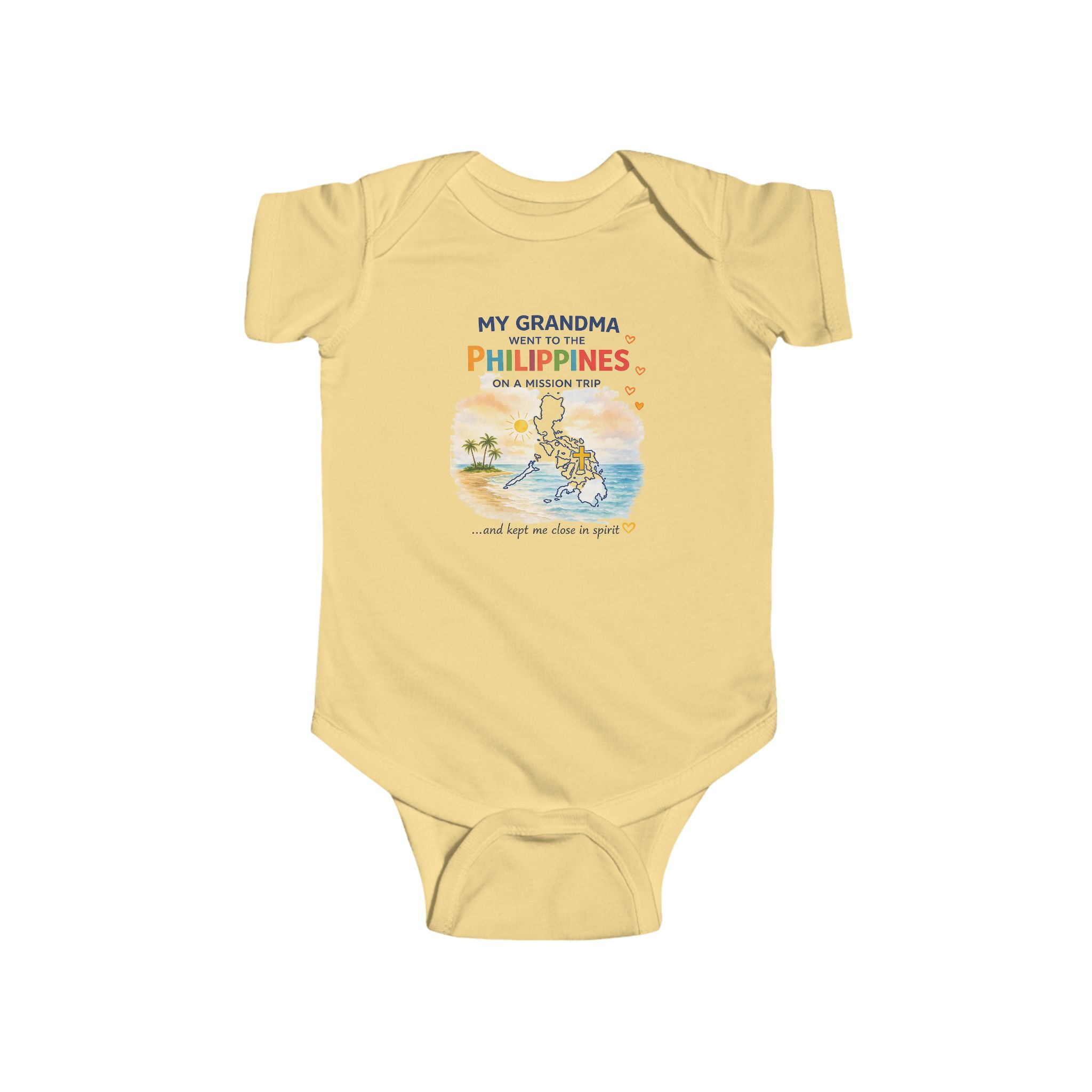 Custom Mission Trip My Grandma Went to the Philippines Infant Bodysuit | Filipino Pride Map Heart