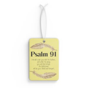 Car Air Freshener Psalm 91 Protection Travel Journey Trip Scents, Hanging Auto Air Freshener, Biblical Religious Gift, Car Fragrance